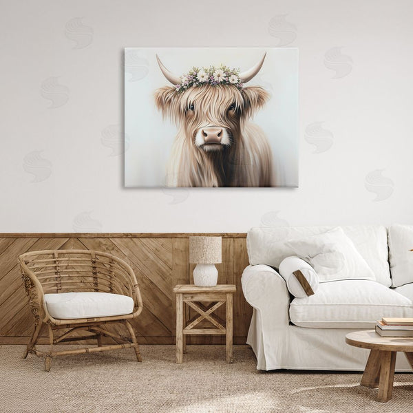 Stupell Industries Shawna Stewart | Shaggy Cattle Floral Crown Wall Art
