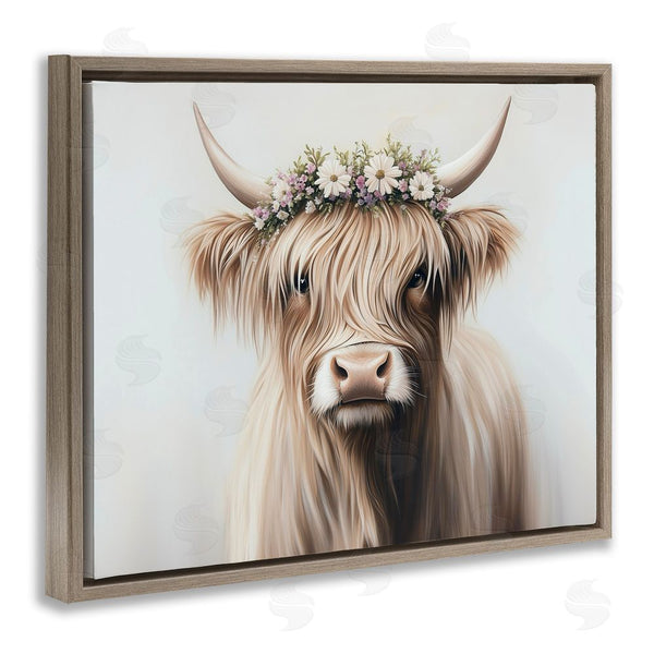 Stupell Industries Shawna Stewart | Shaggy Cattle Floral Crown Wall Art