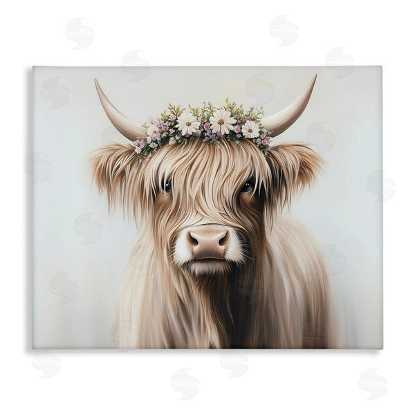 stupell industries Shawna Stewart | Shaggy Cattle Floral Crown Wall Art