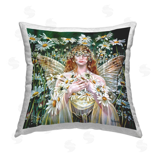 Stupell Industries Sheila Wolk | Fantasy Fairy Blooming Daisy Field Printed Throw Pillow