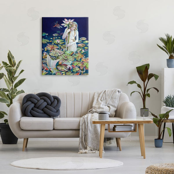 Stupell Industries Sheila Wolk | Mermaid Among Water Lilies Floral Pond Woman Wall Art