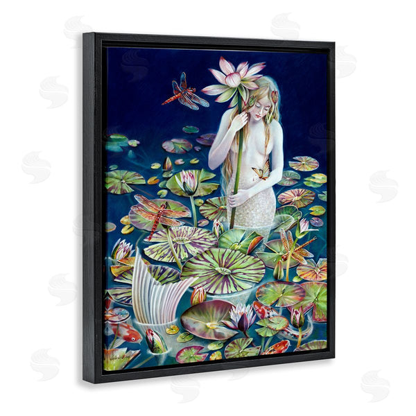 Stupell Industries Sheila Wolk | Mermaid Among Water Lilies Floral Pond Woman Wall Art