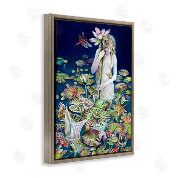Stupell Industries Sheila Wolk | Mermaid Among Water Lilies Floral Pond Woman Wall Art