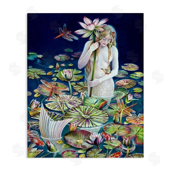stupell industries Sheila Wolk | Mermaid Among Water Lilies Floral Pond Woman Wall Art