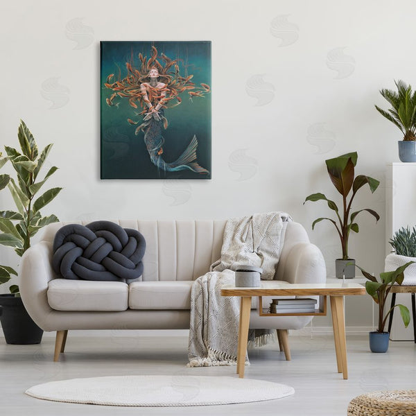 Stupell Industries Sheila Wolk | Mermaid Fish Swirling Painting Wall Art