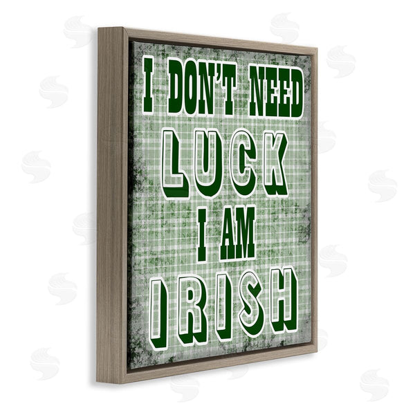 Stupell Industries Sheldon Lewis | Don't Need Luck I'm Irish Funny Plaid Wall Art