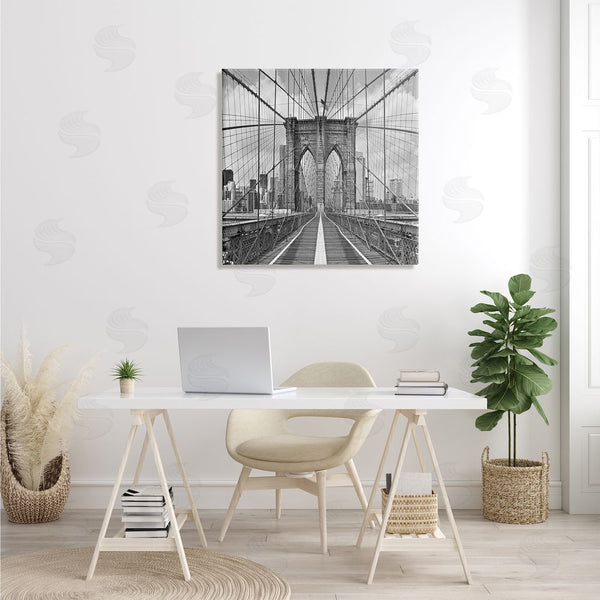 Stupell Industries Shelley Lake | Brooklyn Bridge Black White Industrial Landscape City Architecture Wall Art