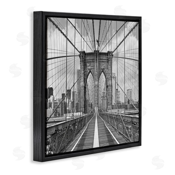 Stupell Industries Shelley Lake | Brooklyn Bridge Black White Industrial Landscape City Architecture Wall Art