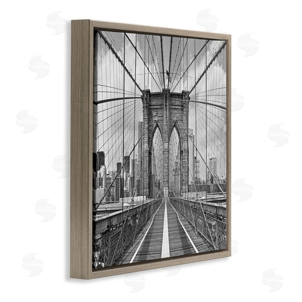 Stupell Industries Shelley Lake | Brooklyn Bridge Black White Industrial Landscape City Architecture Wall Art