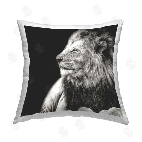 stupell industries Shelley Lake | Lion Portrait on Black Printed Throw Pillow