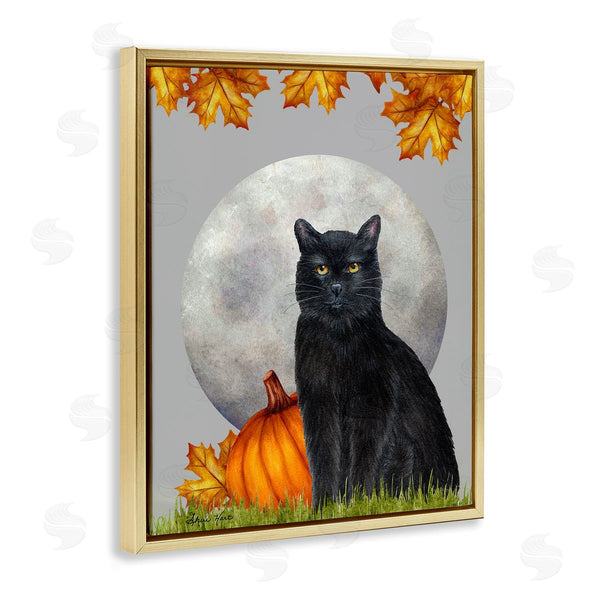 Stupell Industries Sheri Hart | Black Cat Full Moon And Pumpkins Wall Art