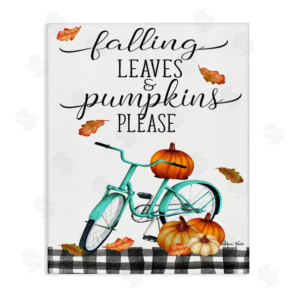 stupell industries Sheri Hart | Fall Leaves Pumpkin Bicycle Sign