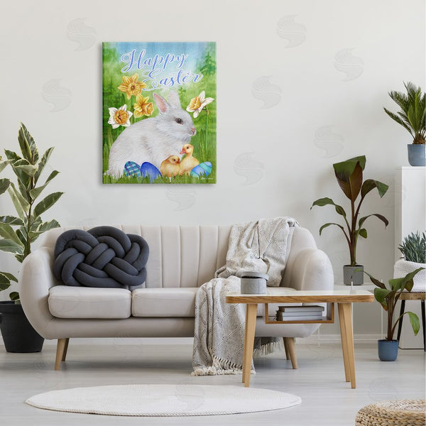 Stupell Industries Sheri Hart | Happy Easter Spring Bunny Rabbit Phrase Baby Chicks Wall Art