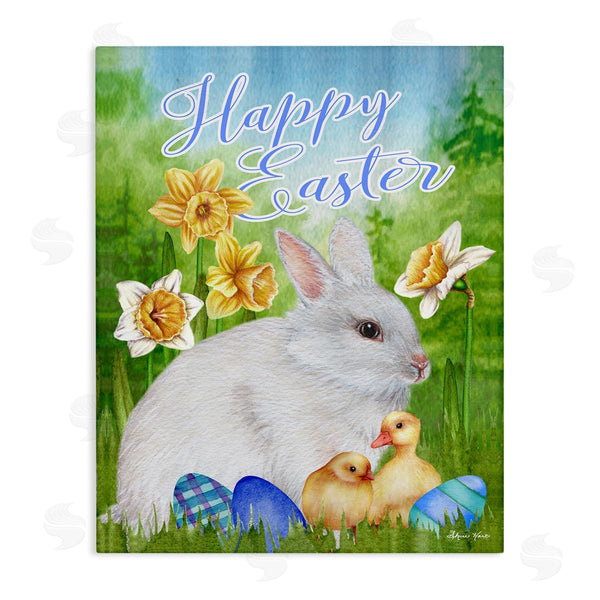 stupell industries Sheri Hart | Happy Easter Spring Bunny Rabbit Phrase Baby Chicks Wall Art