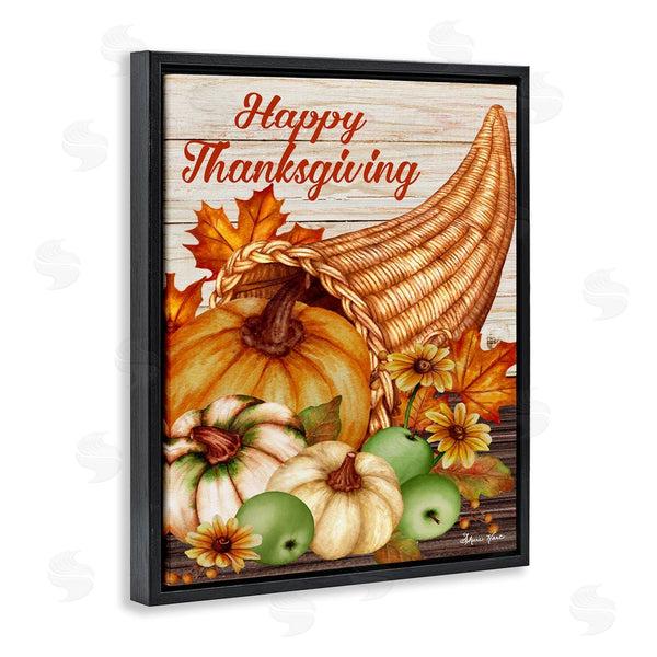 Stupell Industries Sheri Hart | Happy Thanksgiving Harvest Cornucopia