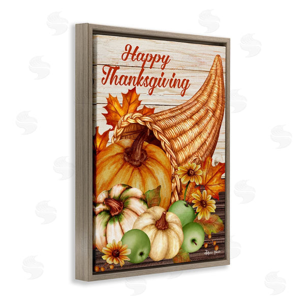Stupell Industries Sheri Hart | Happy Thanksgiving Harvest Cornucopia