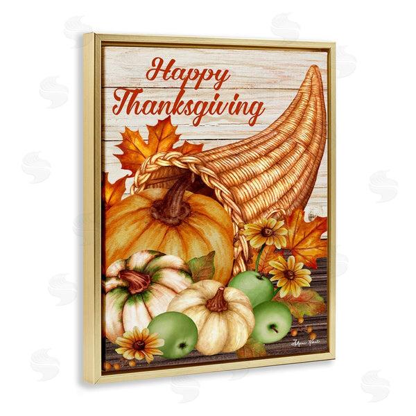 Stupell Industries Sheri Hart | Happy Thanksgiving Harvest Cornucopia