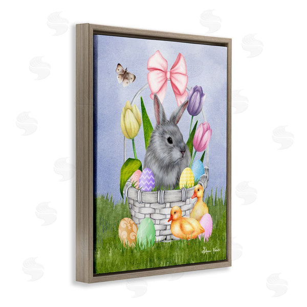 Stupell Industries Sheri Hart | Pastel Bunny Rabbit Basket Easter Egg Baby Chicks Wall Art