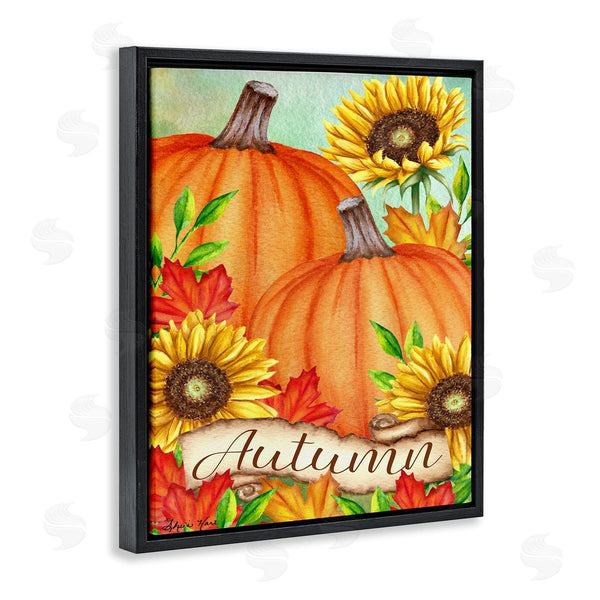 Stupell Industries Sheri Hart | Pumpkins With Sunflowers Red Leaves