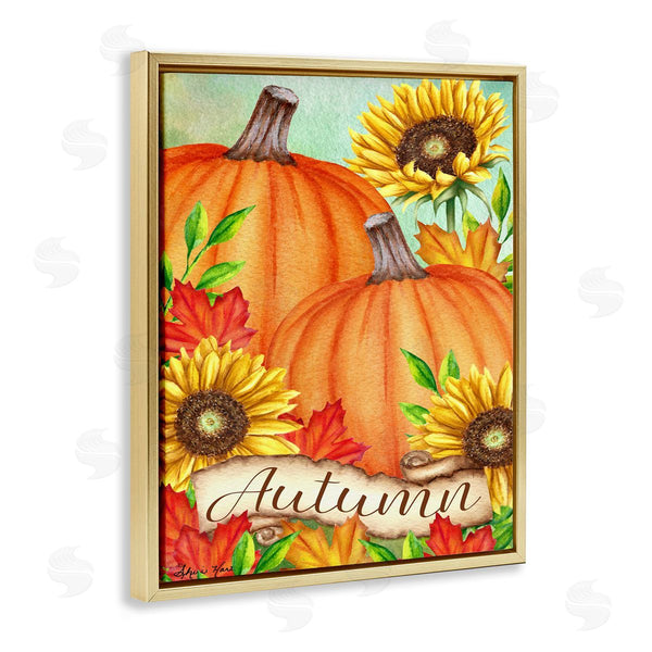 Stupell Industries Sheri Hart | Pumpkins With Sunflowers Red Leaves