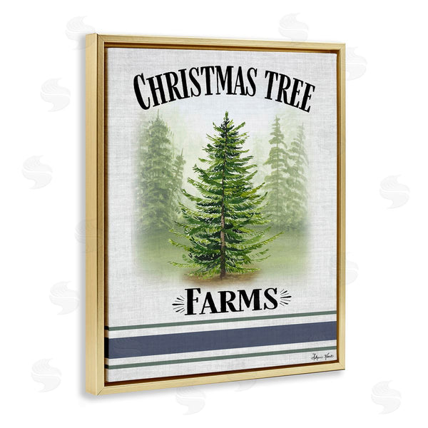 Stupell Industries Sheri Hart | Traditional Christmas Tree Blue Stripe