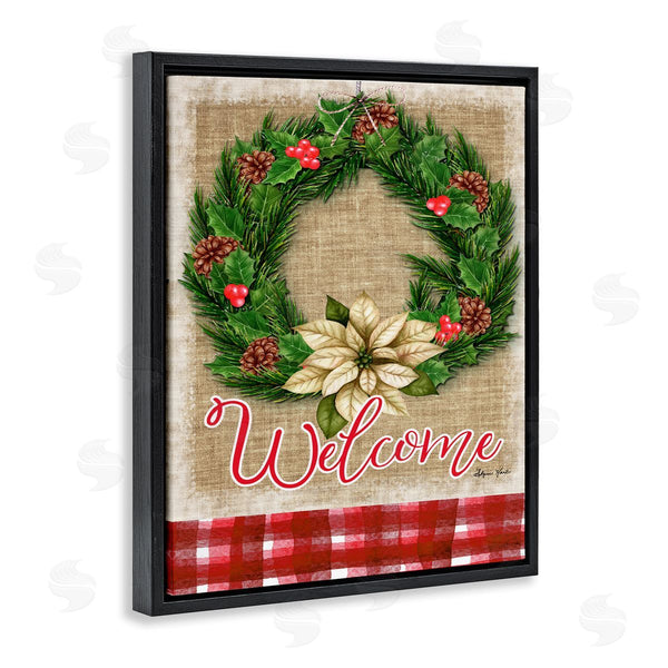 Stupell Industries Sheri Hart | Welcome Cottage Wreath Pinecones