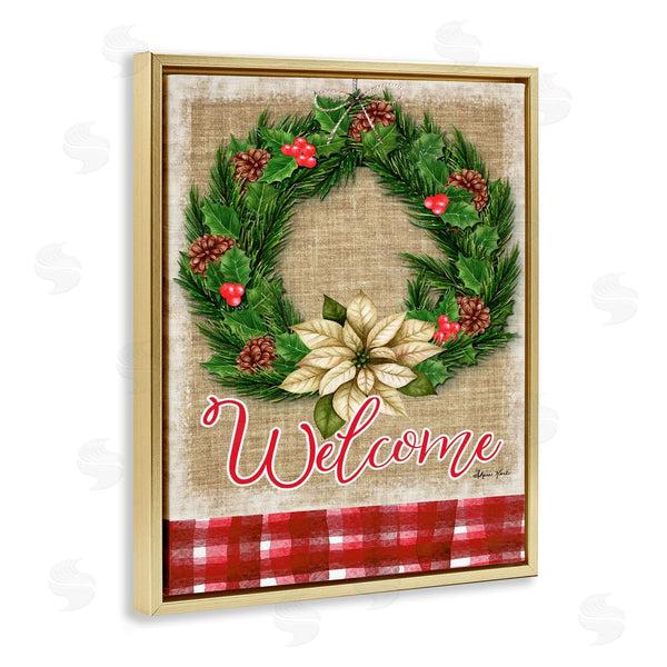 Stupell Industries Sheri Hart | Welcome Cottage Wreath Pinecones
