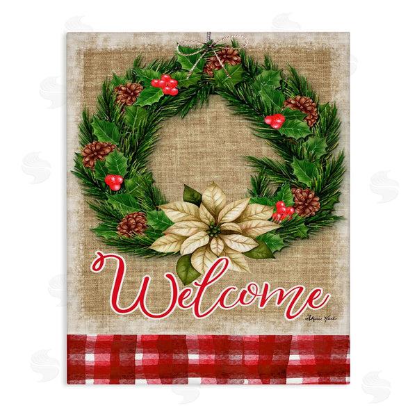 stupell industries Sheri Hart | Welcome Cottage Wreath Pinecones
