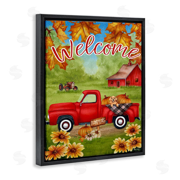 Stupell Industries Sheri Hart | Welcome Red Truck Autumn Leaves