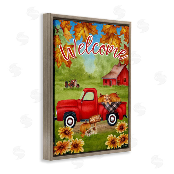 Stupell Industries Sheri Hart | Welcome Red Truck Autumn Leaves
