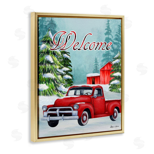 Stupell Industries Sheri Hart | Winter Welcome Red Truck Sign
