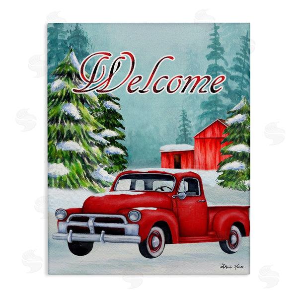 stupell industries Sheri Hart | Winter Welcome Red Truck Sign