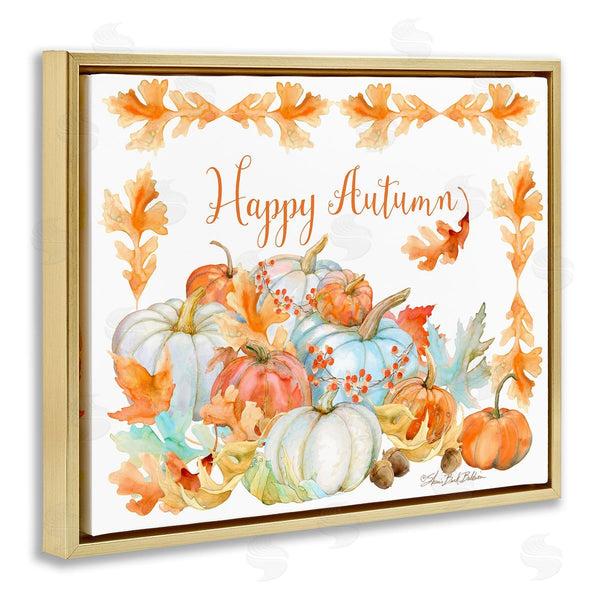 Stupell Industries Sherri Buck Baldwin | Happy Autumn Pumpkin Harvest Foliage Border