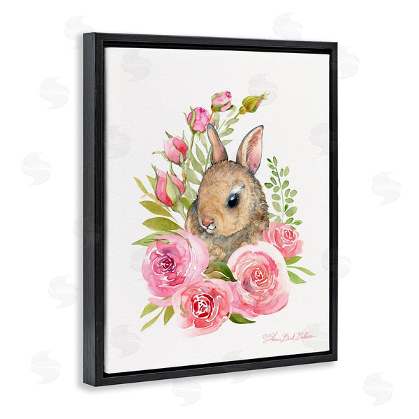 Stupell Industries Sherri Buck Baldwin | Woodland Rabbit Pink Rose Nest Spring Florals Wall Art