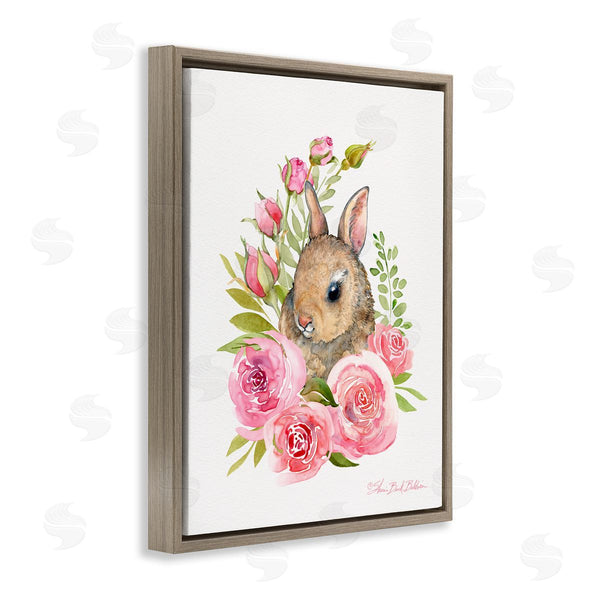 Stupell Industries Sherri Buck Baldwin | Woodland Rabbit Pink Rose Nest Spring Florals Wall Art