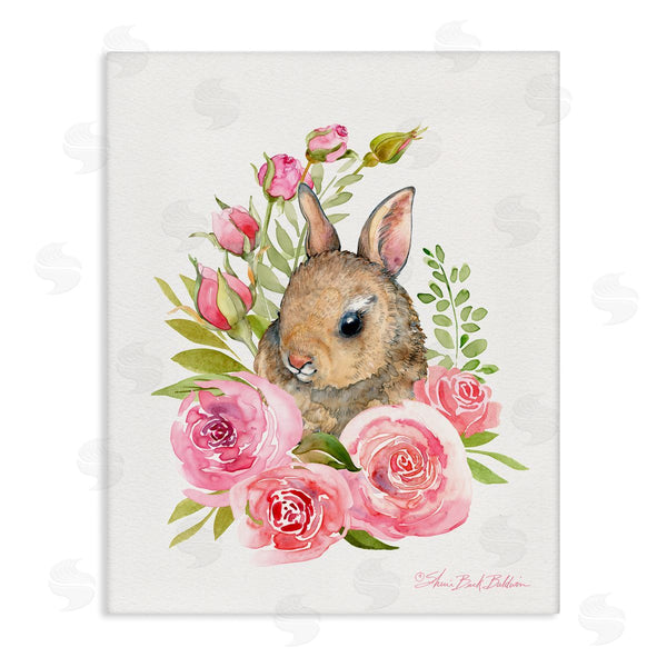 stupell industries Sherri Buck Baldwin | Woodland Rabbit Pink Rose Nest Spring Florals Wall Art