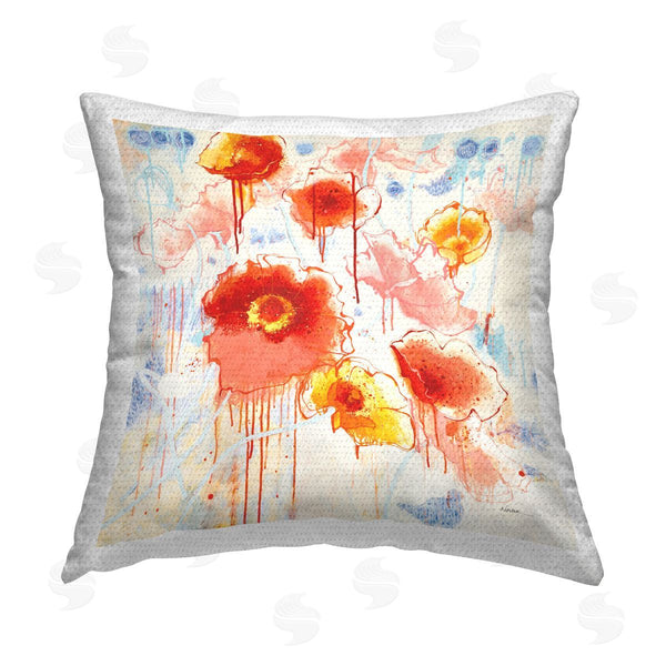 Stupell Industries Shirley Novak | Dripping Abstract Poppies Printed Throw Pillow
