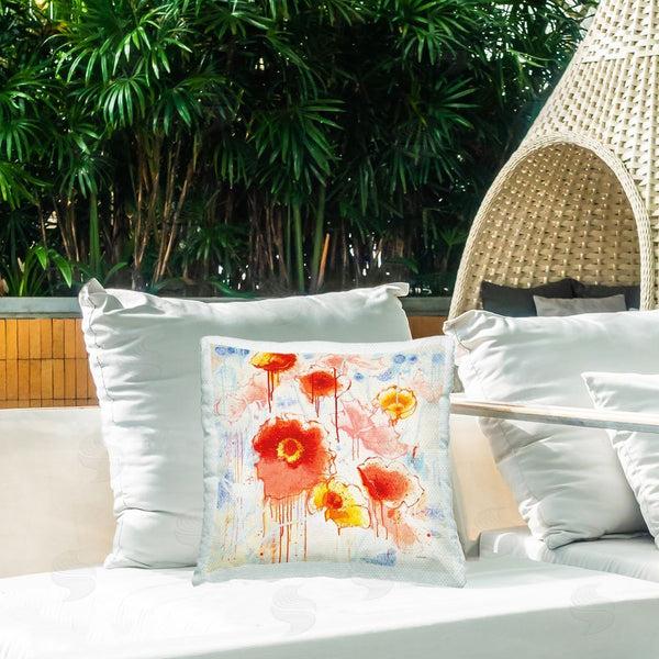 Stupell Industries Shirley Novak | Dripping Abstract Poppies Printed Throw Pillow