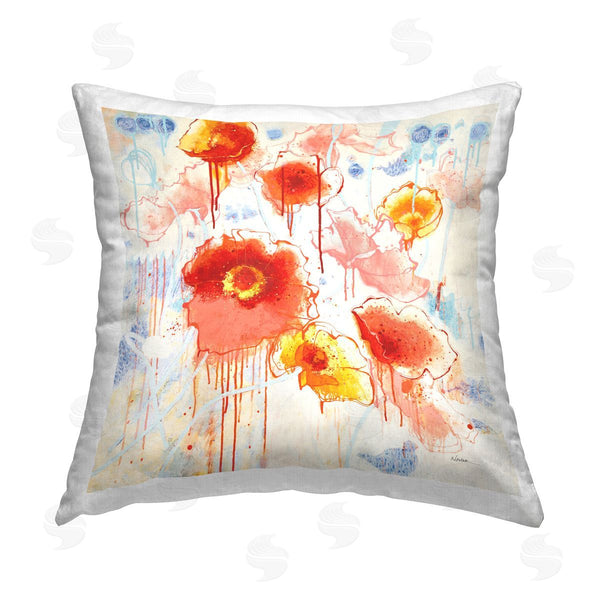 stupell industries Shirley Novak | Dripping Abstract Poppies Printed Throw Pillow