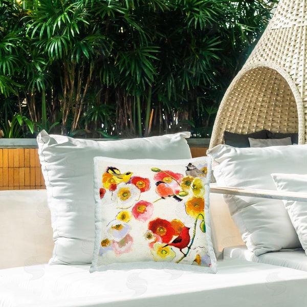 Stupell Industries Shirley Novak | Four Birds Perched Printed Throw Pillow