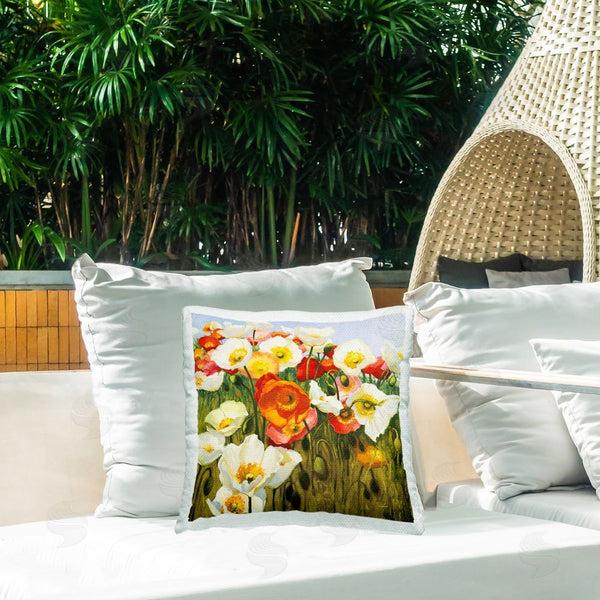 Stupell Industries Shirley Novak | Lush Poppy Meadow Printed Throw Pillow