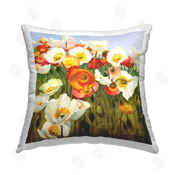 stupell industries Shirley Novak | Lush Poppy Meadow Printed Throw Pillow