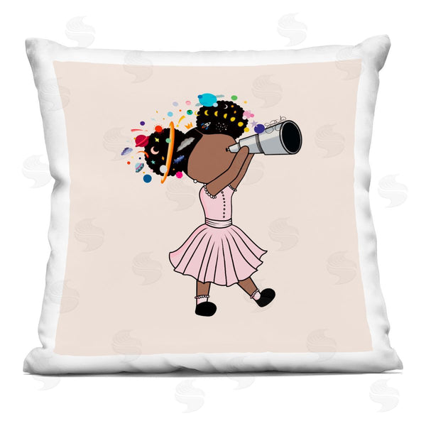 stupell industries Sierra Siler | Celeste Girl with Telescope Printed Throw Pillow