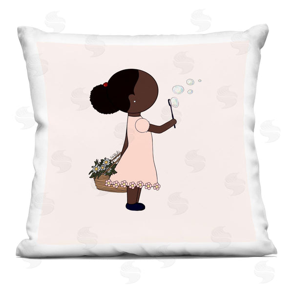 stupell industries Sierra Siler | Girl with Bubbles Printed Throw Pillow