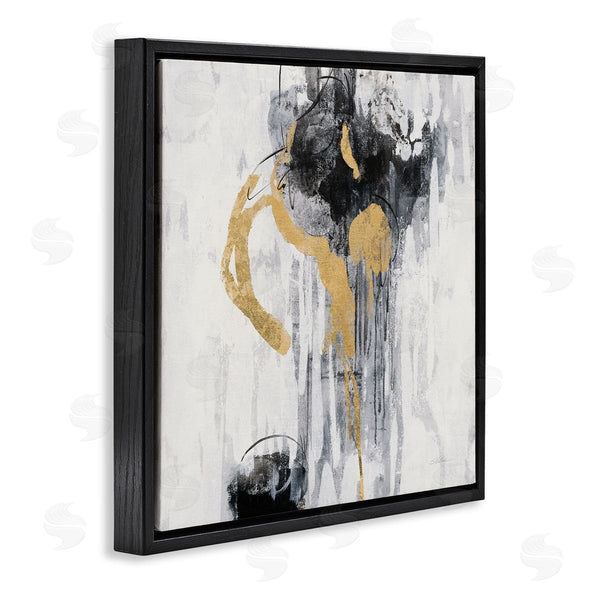 Stupell Industries Silvia Vassileva | Abstract Gold Black Rain Modern Distressed Design Wall Art