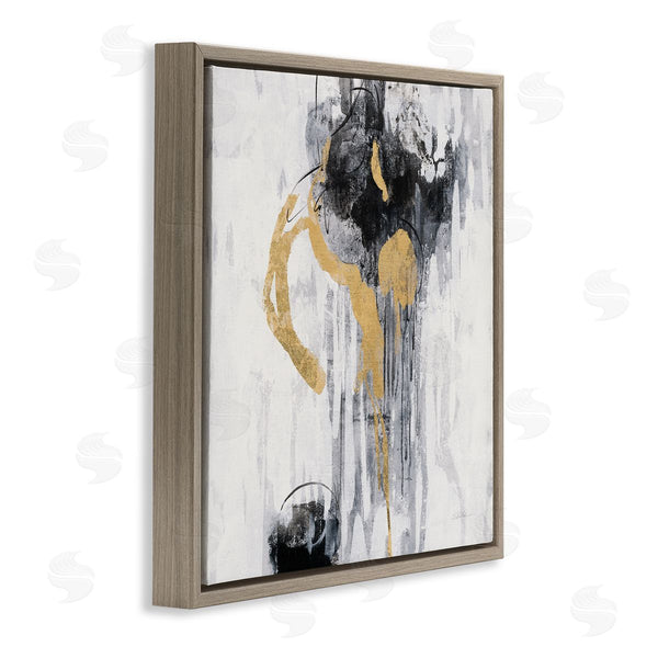 Stupell Industries Silvia Vassileva | Abstract Gold Black Rain Modern Distressed Design Wall Art