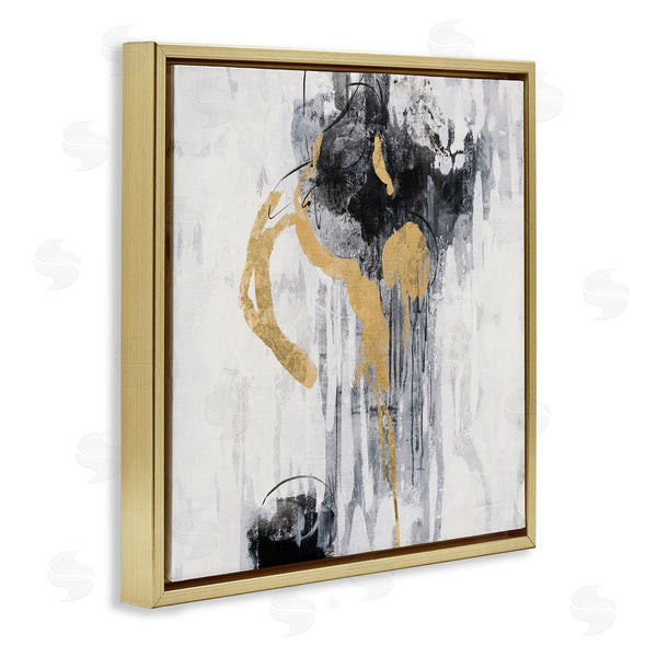 Stupell Industries Silvia Vassileva | Abstract Gold Black Rain Modern Distressed Design Wall Art