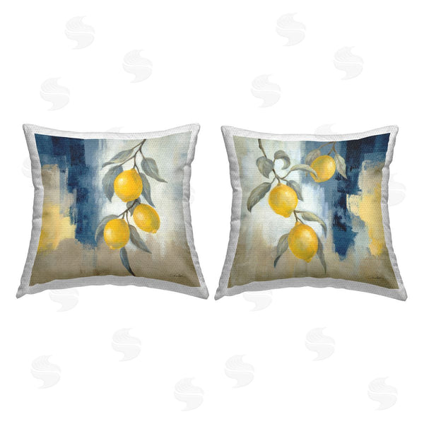 Stupell Industries Silvia Vassileva | Abstract Hanging Lemon Fruits Printed Throw Pillow Set