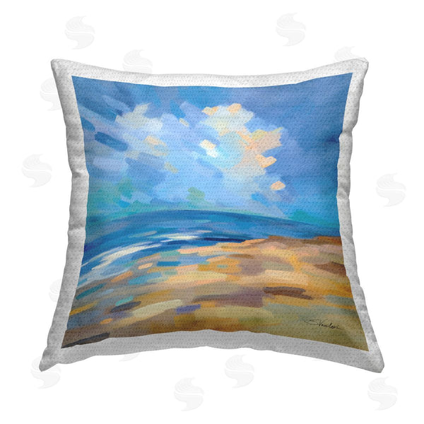 Stupell Industries Silvia Vassileva | Beach Shore Abstract Landscape Printed Throw Pillow