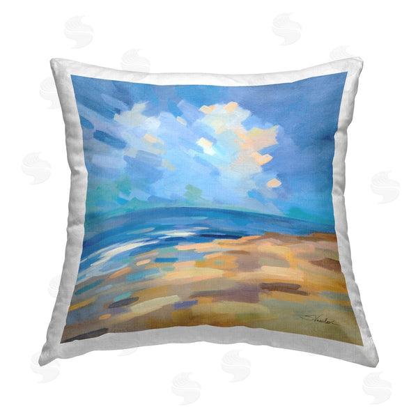 stupell industries Silvia Vassileva | Beach Shore Abstract Landscape Printed Throw Pillow